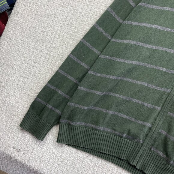 Tommy Hilfiger Men's Full Zip Sweater Jacket Size XL Forest Green Striped Casual - Picture 3 of 14